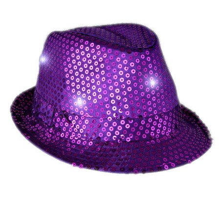 Endless Games LED Flashing Fedora Hat with Sequins, Purple EN3331728